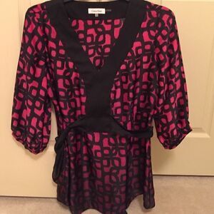 Calvin Klein Geometric print kimono blouse silk